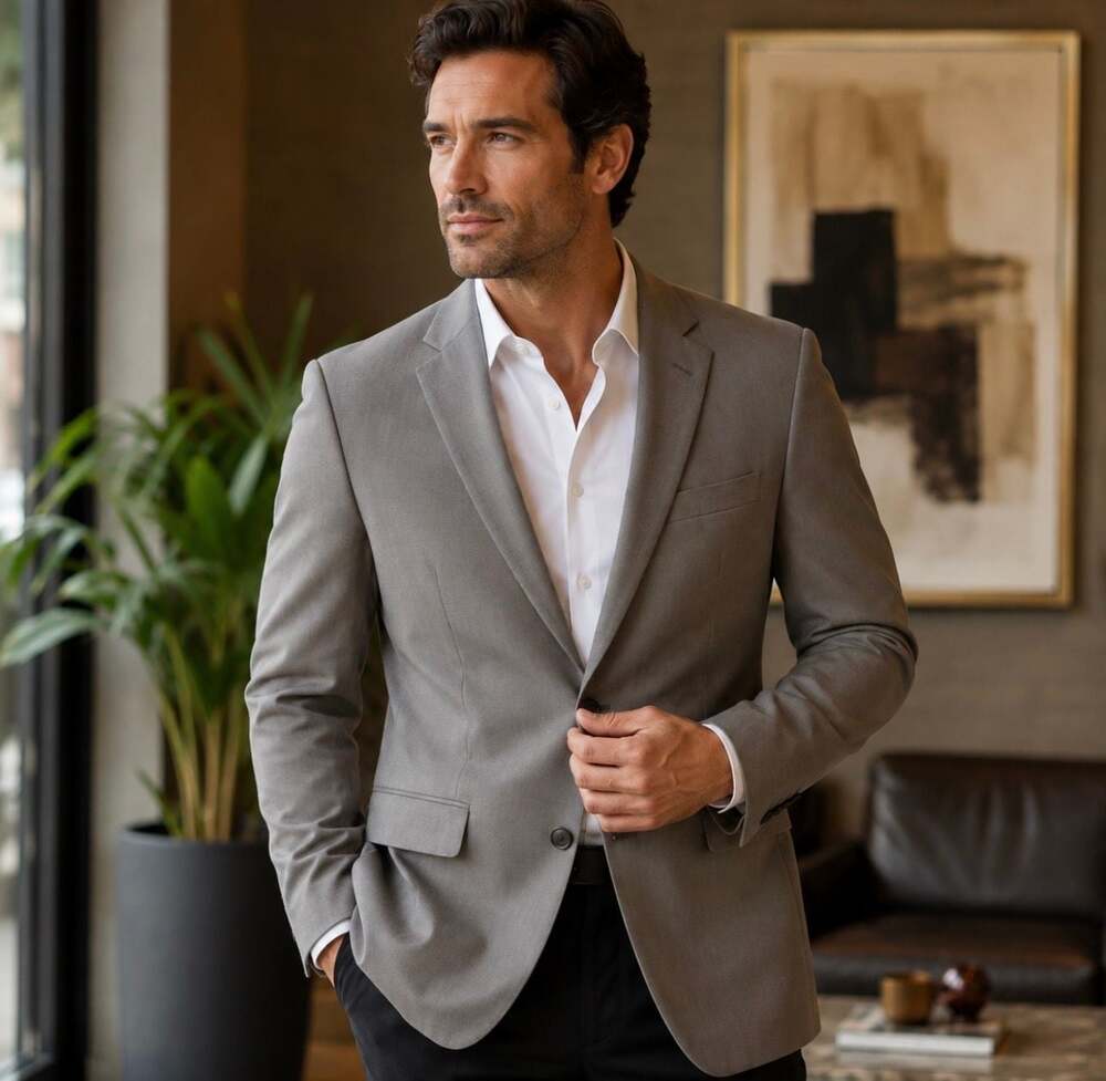 Calvin Klein Mens Gray 100% Wool Suit Jacket Blazer 38S